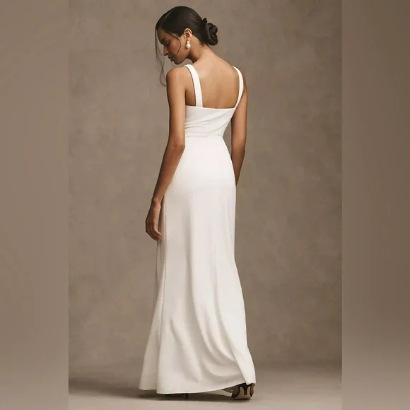 BHLDN Anthropologie Blake square neck Maxi Dress White Gown | Wedding NEW XL - Picture 3 of 10